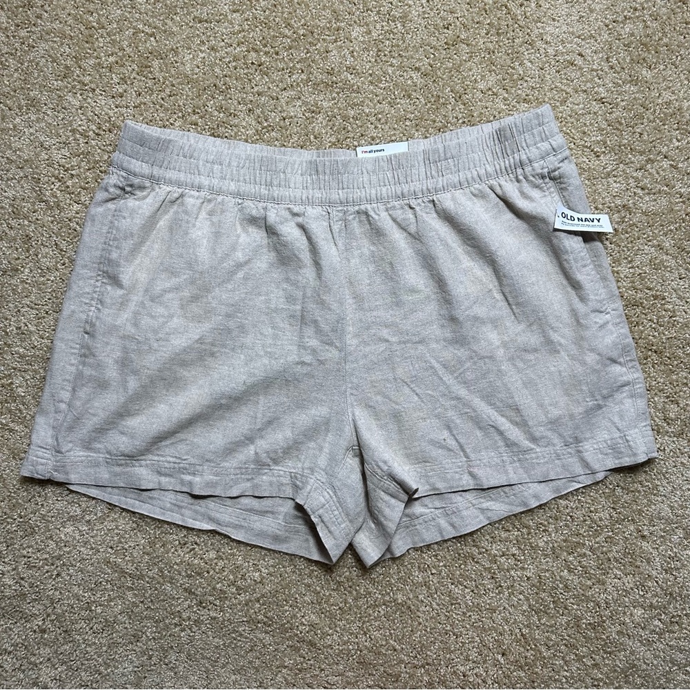 Old‎ Navy Women’s Pull-On Linen Blend Shorts XL Elastic Waist Tan NWT